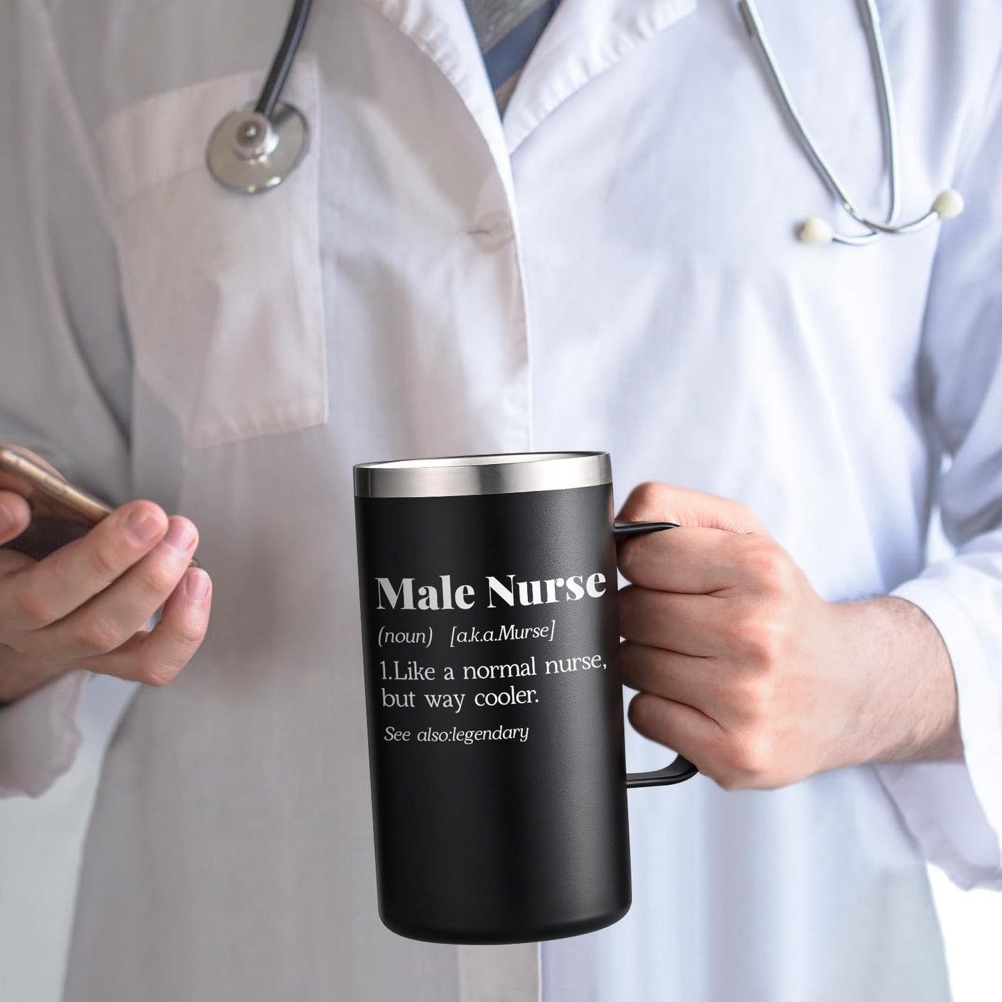 Lifecapido Male Nurse Gifts for Men, Tumbler Like A Normal Nurse But Way Cooler Stainless Steel Coffee Mug, Nurse Week Gifts Appreciation Graduation Gifts for Murse Nurse Practitioner (20 oz Black)