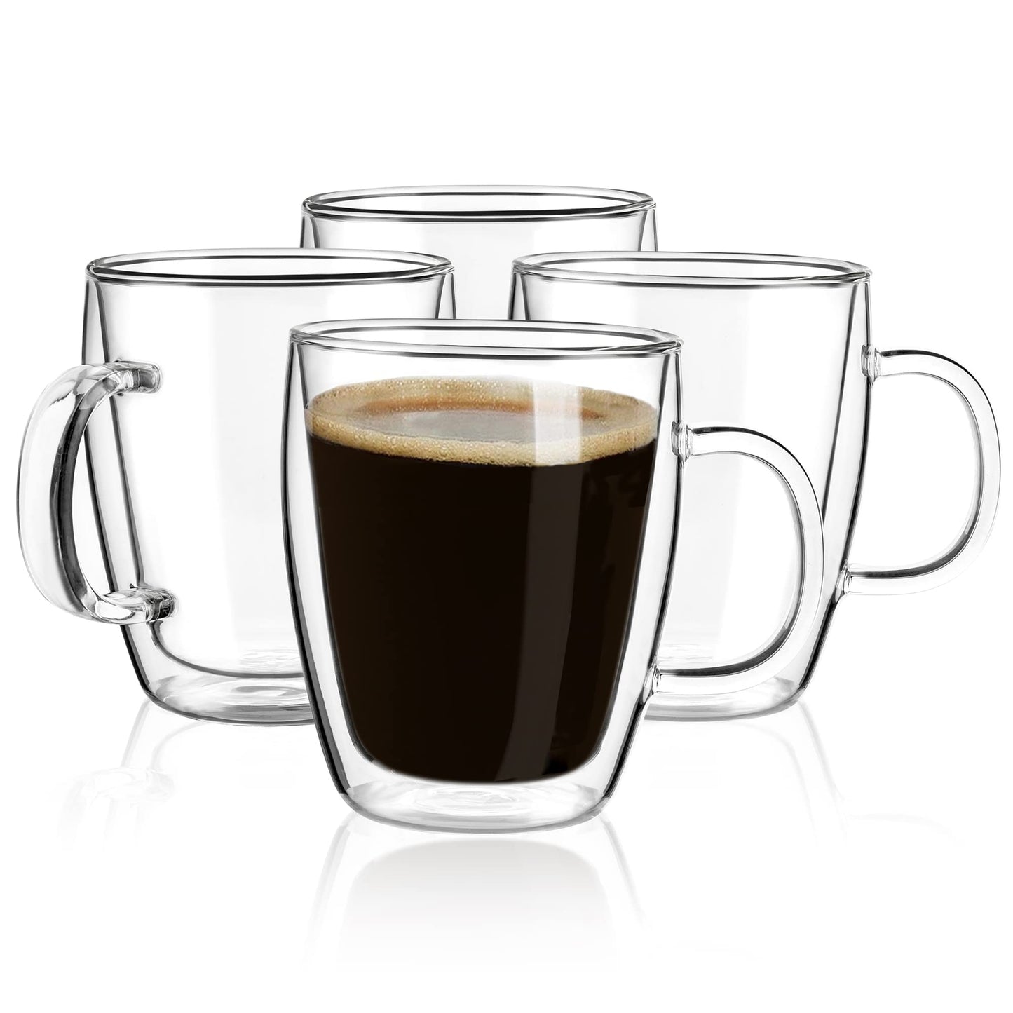 Double Wall Coffee Mugs, (4-Pcak) 16 Ounces