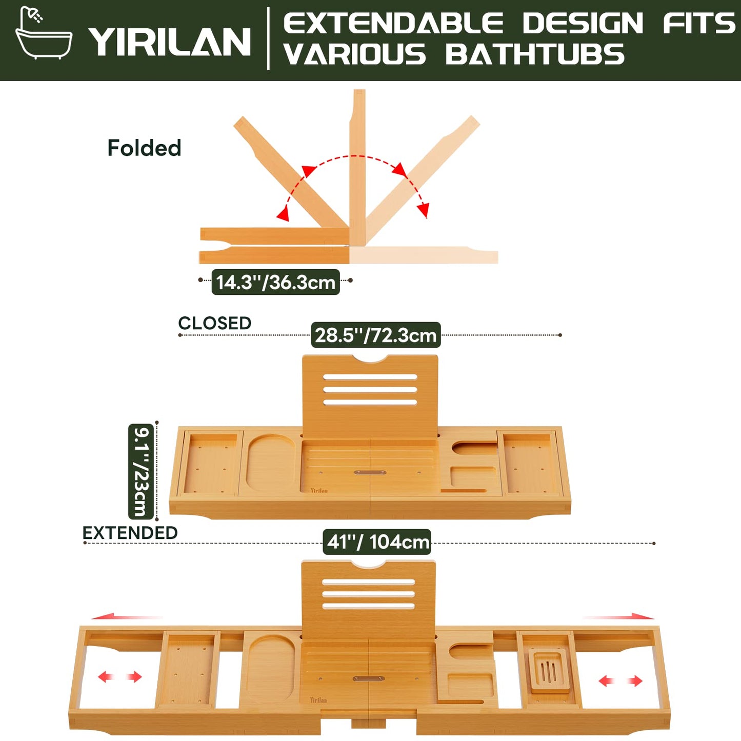 Bathtub Tray Caddy - Expandable Bath Tray