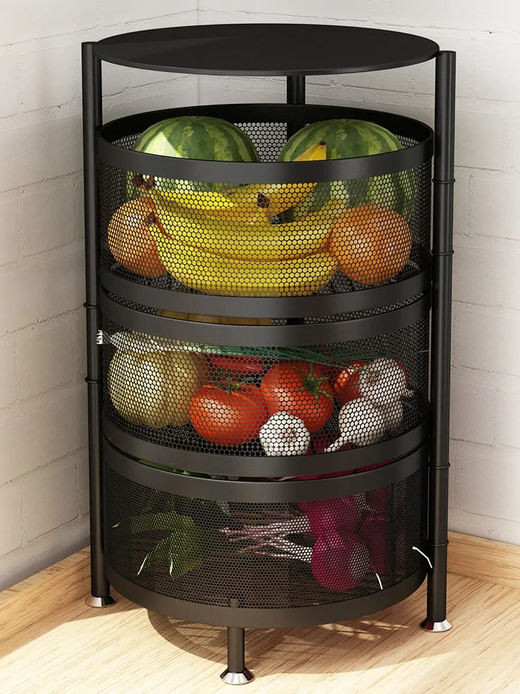 Multi-layer Round Rotatable Storage Basket Shelf