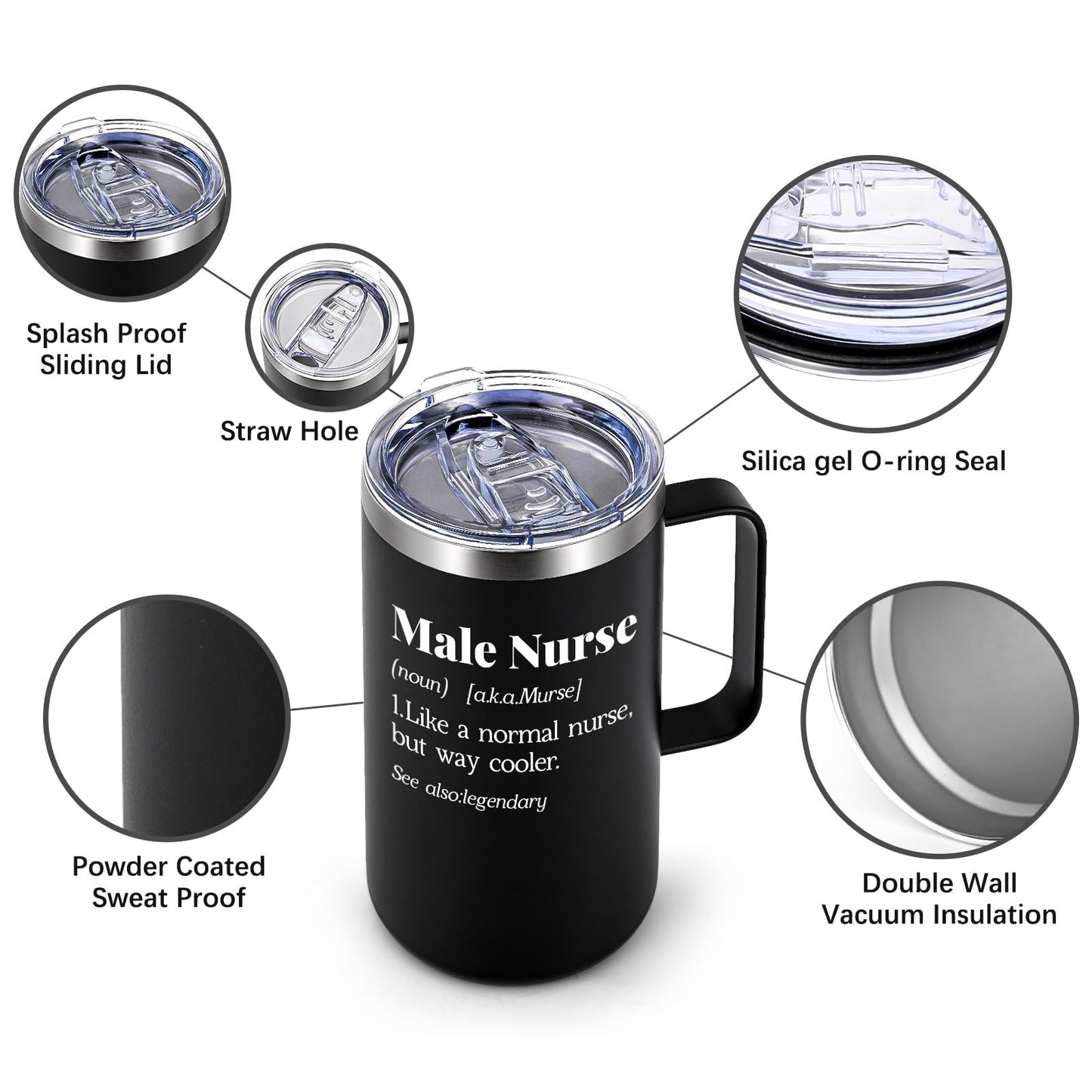 Lifecapido Male Nurse Gifts for Men, Tumbler Like A Normal Nurse But Way Cooler Stainless Steel Coffee Mug, Nurse Week Gifts Appreciation Graduation Gifts for Murse Nurse Practitioner (20 oz Black)