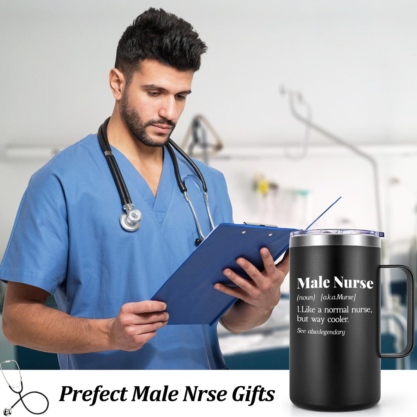 Lifecapido Male Nurse Gifts for Men, Tumbler Like A Normal Nurse But Way Cooler Stainless Steel Coffee Mug, Nurse Week Gifts Appreciation Graduation Gifts for Murse Nurse Practitioner (20 oz Black)