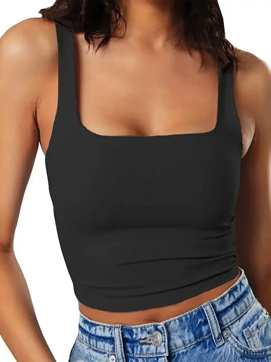 Women's Soft Stretch Seamless Fabric Square-Neck Tank