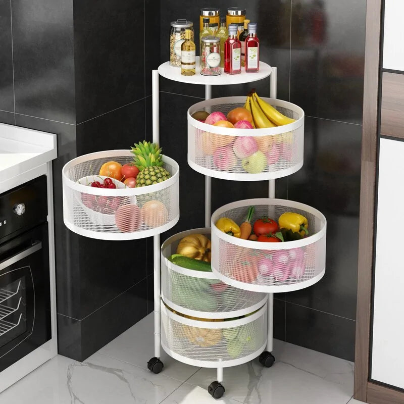 Multi-layer Round Rotatable Storage Basket Shelf