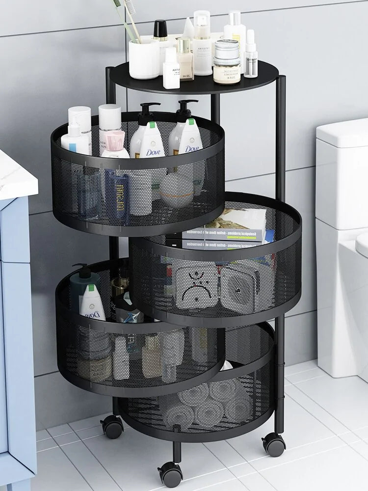 Multi-layer Round Rotatable Storage Basket Shelf