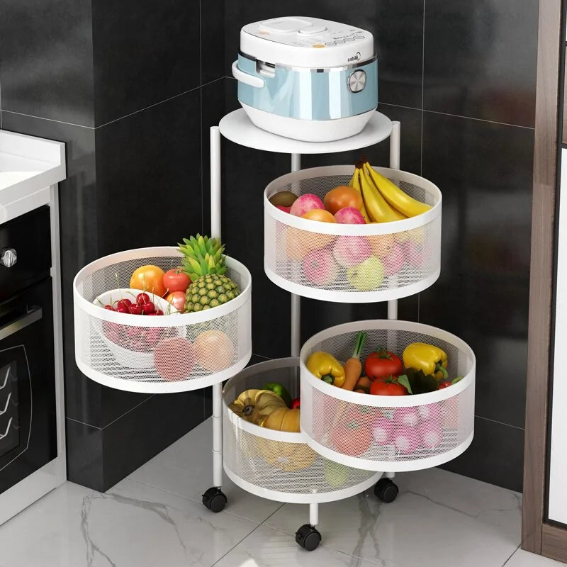 Multi-layer Round Rotatable Storage Basket Shelf