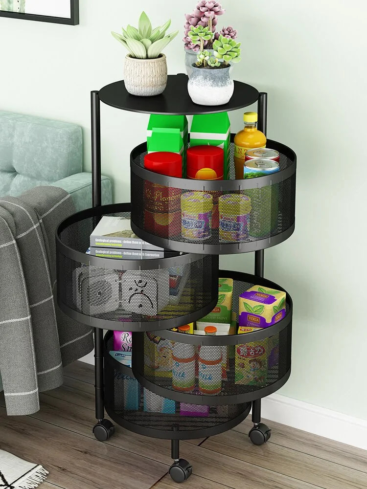 Multi-layer Round Rotatable Storage Basket Shelf