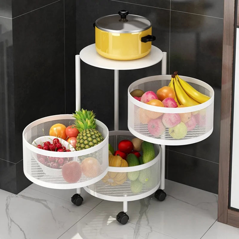 Multi-layer Round Rotatable Storage Basket Shelf