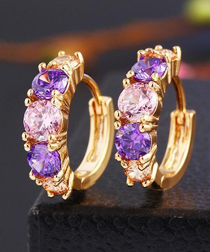 Amethyst Multitone Huggie Earring