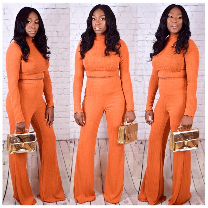 2 Piece Women Long Sleeve Top and Pants Set