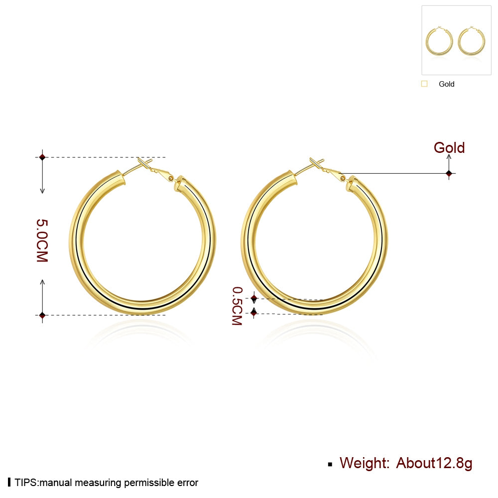 Thick Tube 50mm Hoop Earring in 18K Gold Filled