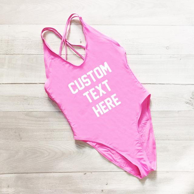 Custom Letter Print Swimsuit