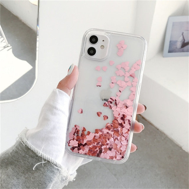 Glitter Heart Sequins Phone Case