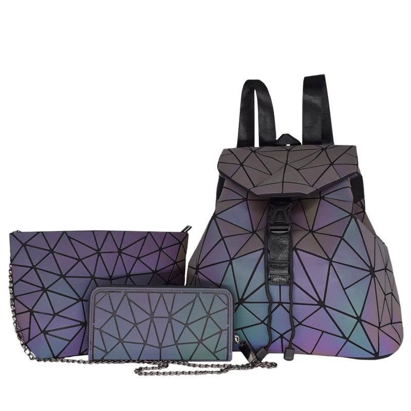 Women Luminous Hologram Backpack Shoulder Bag