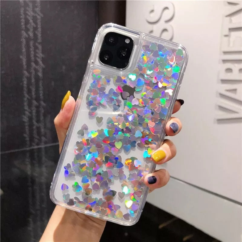 Glitter Heart Sequins Phone Case