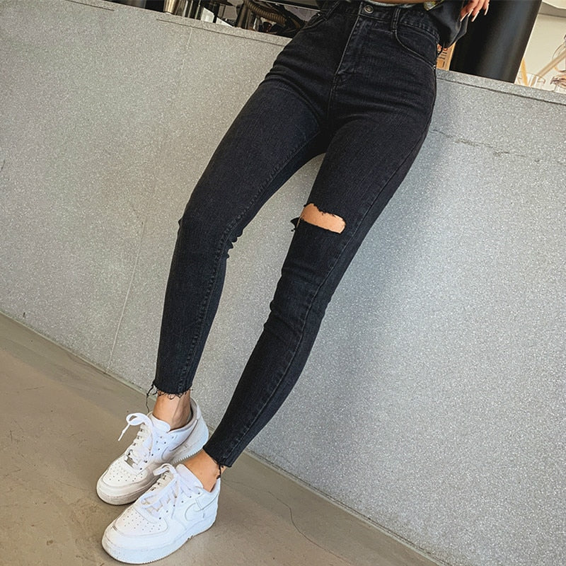 High Waist Ripped Skinny Jeans