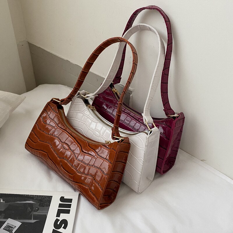 Crocodile Pattern  Leather Handbag