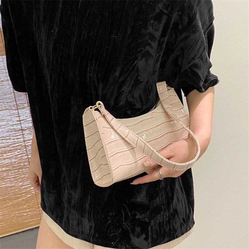 Crocodile Pattern  Leather Handbag