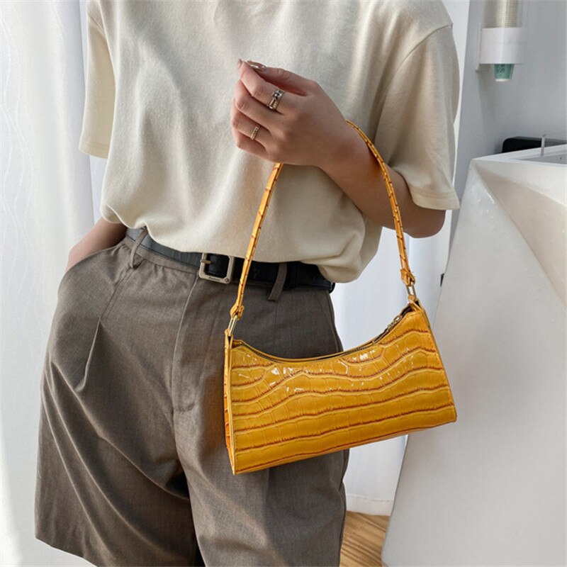 Crocodile Pattern  Leather Handbag