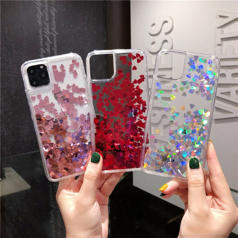 Glitter Heart Sequins Phone Case