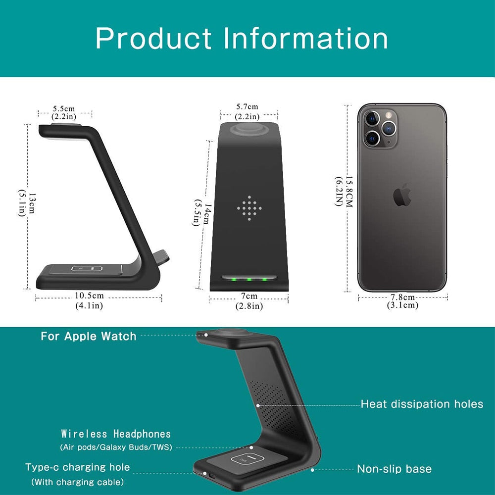 3 in1 Wireless Charger Stand for iPhone