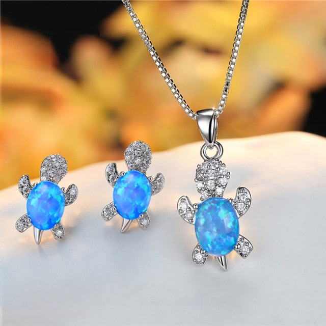 Sea Turtle Necklace and Earrings Set