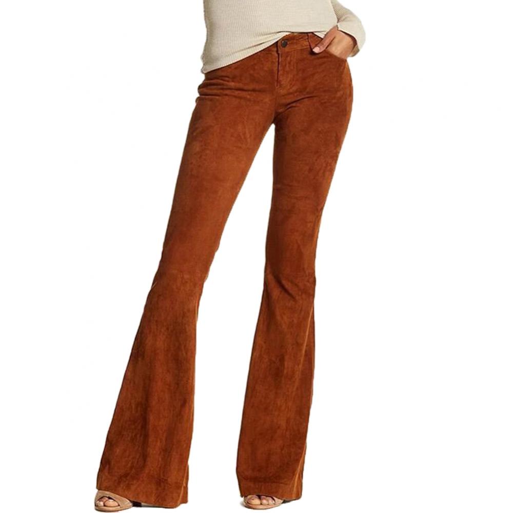 Retro Casual High Waist Bell-Bottom Trousers