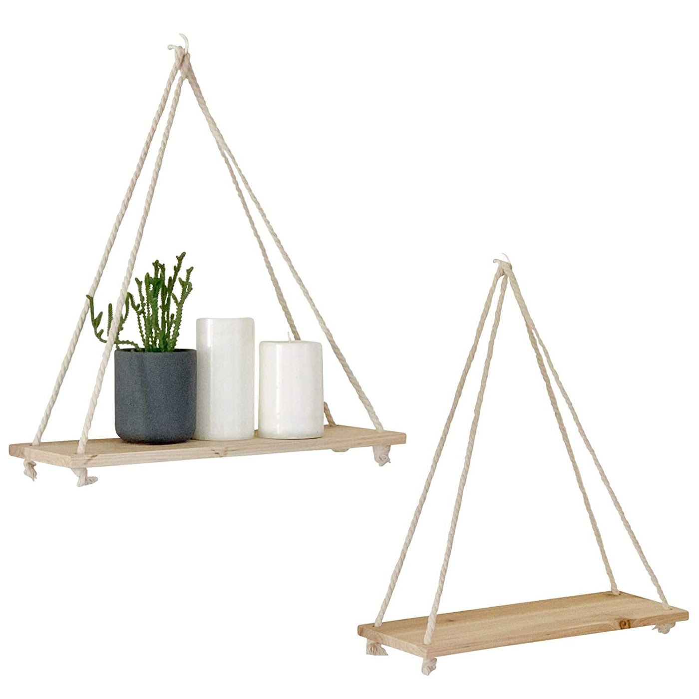 Wooden Rope Swing Wall Hanging Shelf