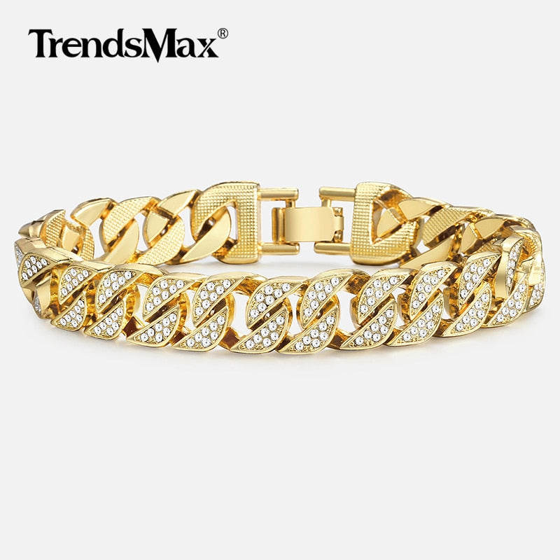 Miami Curb Cuban Chain Bracelet For Men Gold