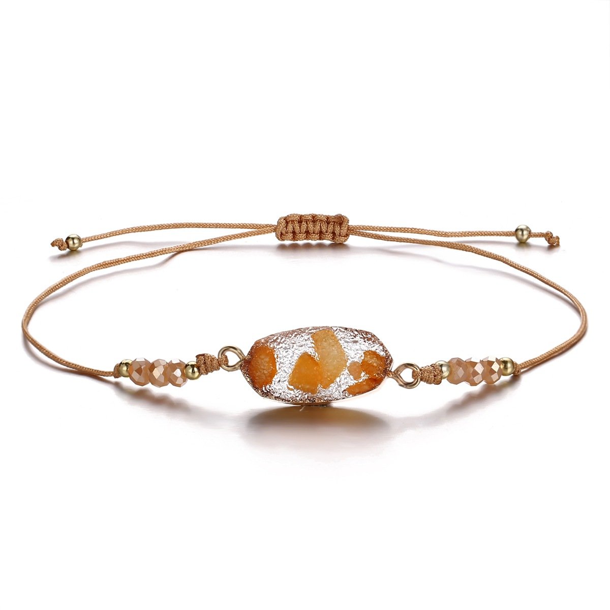 Natural Stone Orange 18K Gold Plated Bracelet