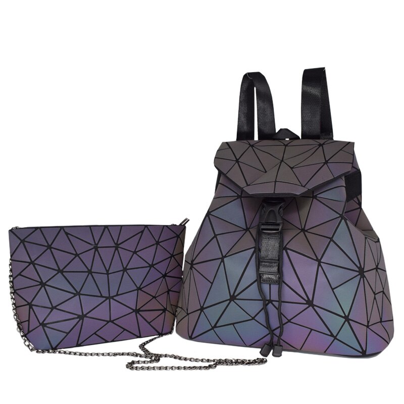 Women Luminous Hologram Backpack Shoulder Bag