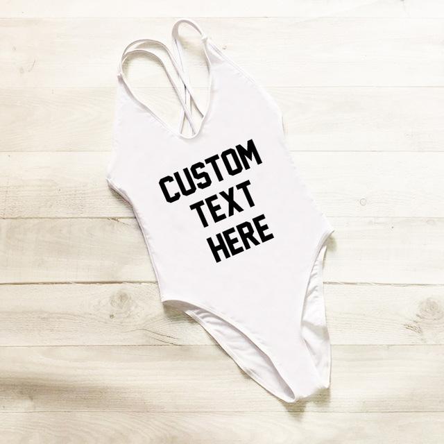 Custom Letter Print Swimsuit