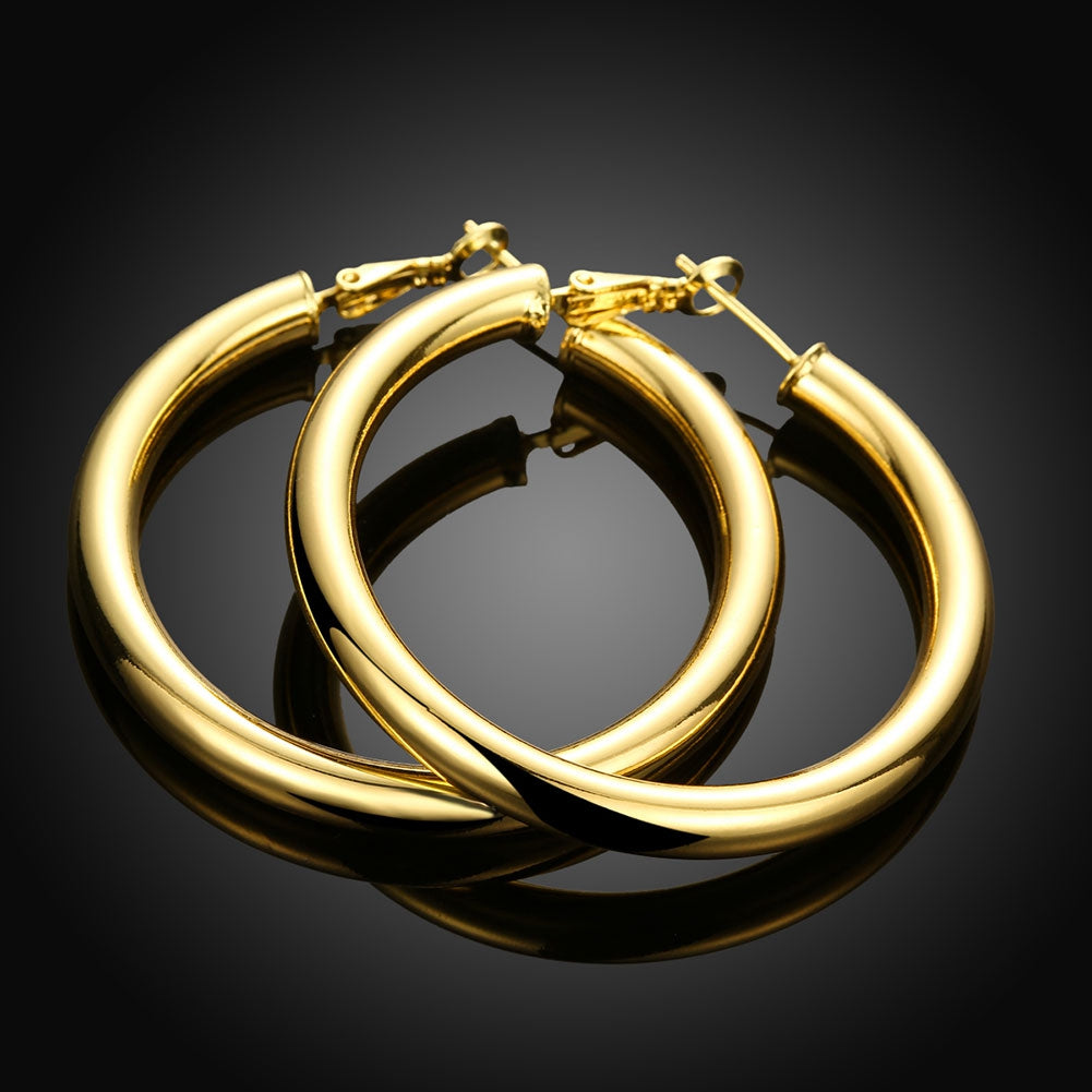 Thick Tube 50mm Hoop Earring in 18K Gold Filled