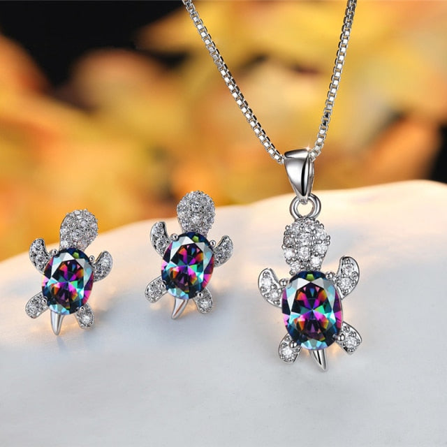 Sea Turtle Necklace and Earrings Set