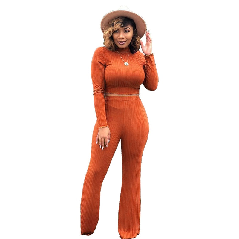 2 Piece Women Long Sleeve Top and Pants Set