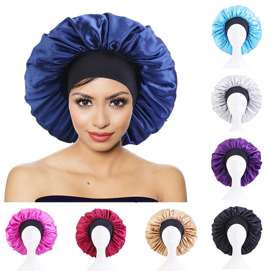 Women Satin Round Cap Sleep Hat Hair Protection Care