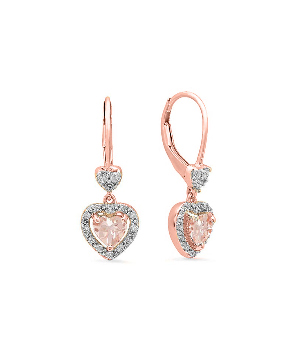 18K Rose Gold Plated Halo Cut Heart Drop Earrings