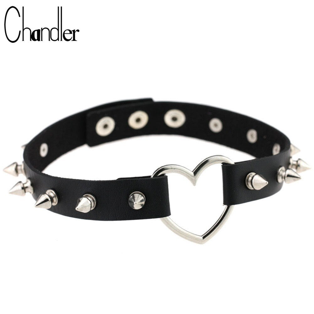 Punk Goth Rivet Choker Necklace