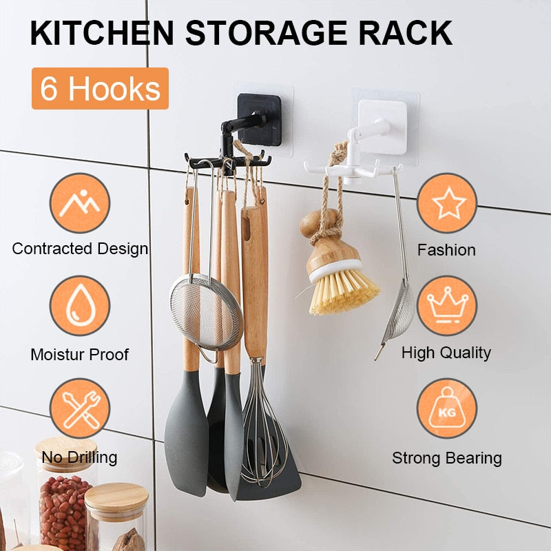 Rotating Kitchen Hook Organizer Rack