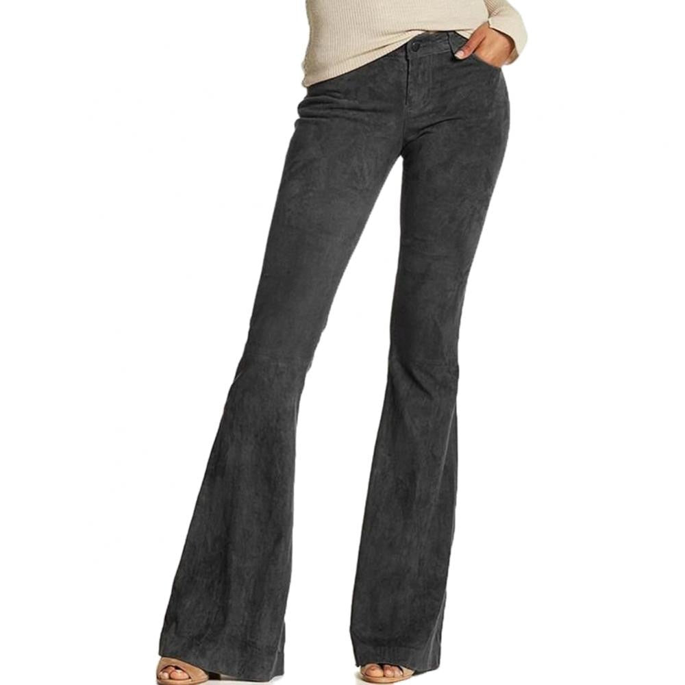 Retro Casual High Waist Bell-Bottom Trousers