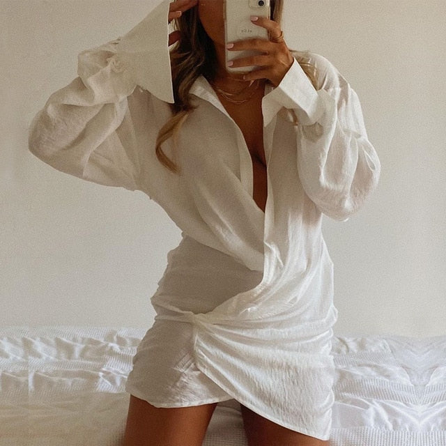 Sexy Draped Mini Shirt