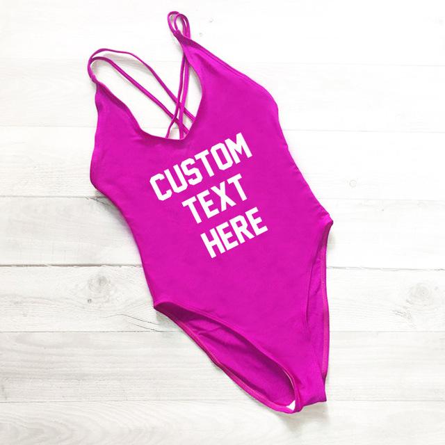 Custom Letter Print Swimsuit