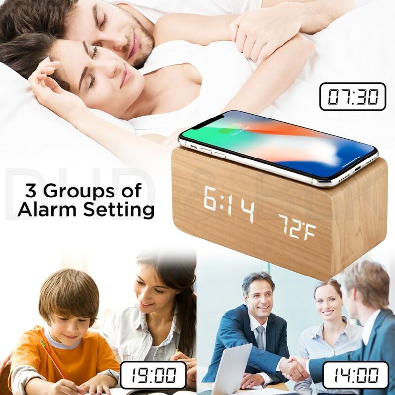 LED Alarm Clock & Wireless Phone Charger