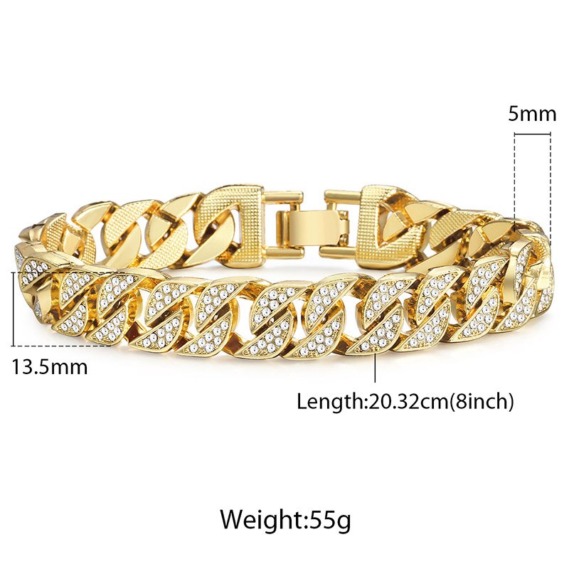 Miami Curb Cuban Chain Bracelet For Men Gold