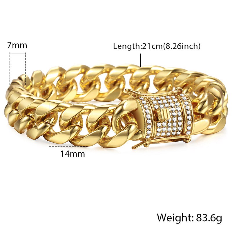 Miami Curb Cuban Chain Bracelet For Men Gold