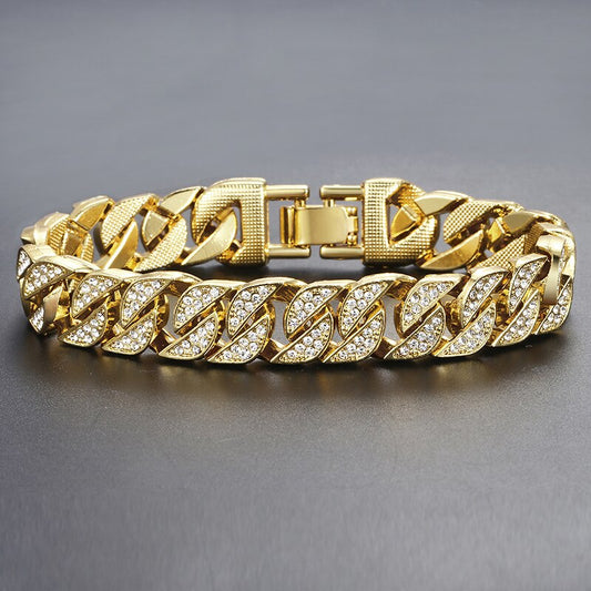 Miami Curb Cuban Chain Bracelet For Men Gold