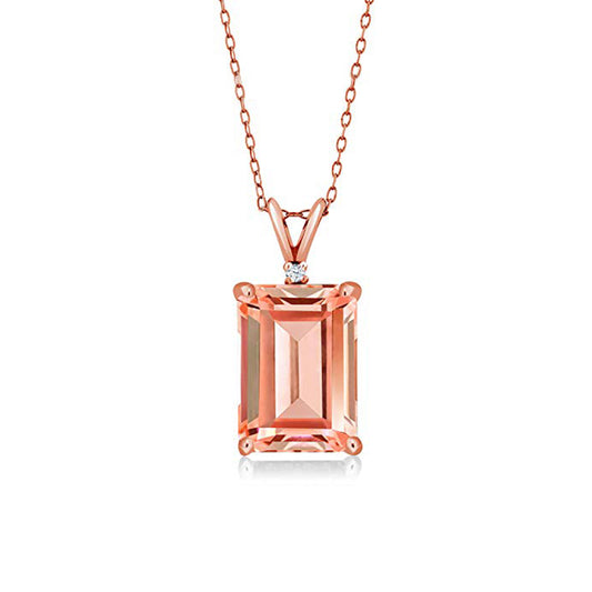 Rose Gold Emerald Cut Pendant Necklace