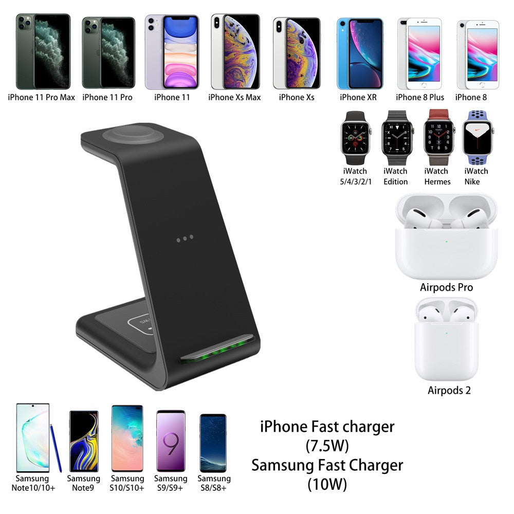 3 in 1 Induction Qi Wireless Charger Holder For iPhone