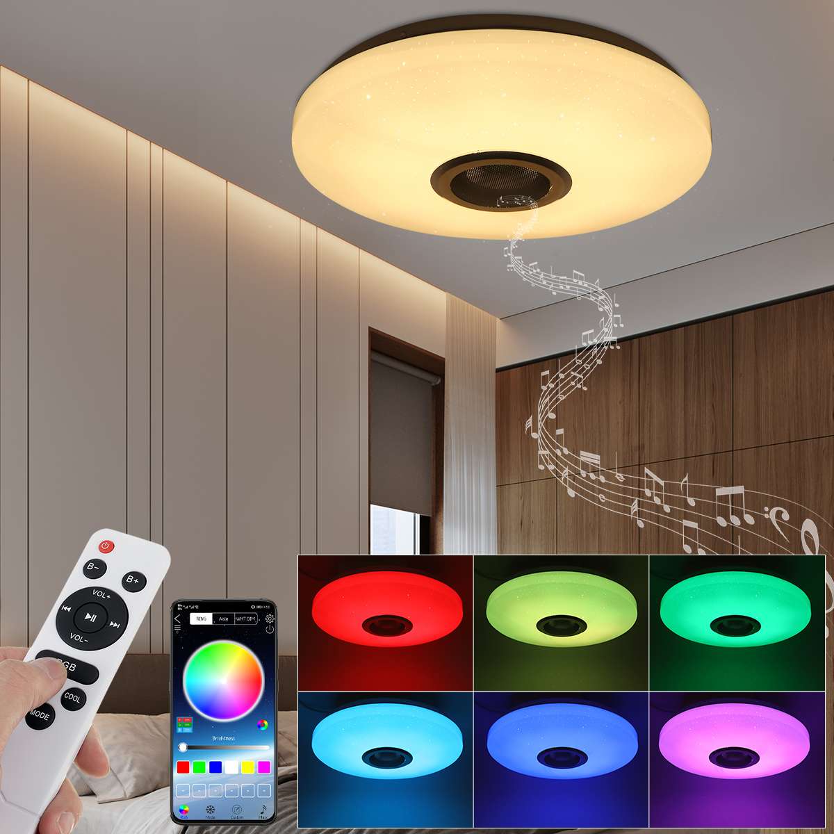 Dimmable Music Ceiling lamp - 36W RGB