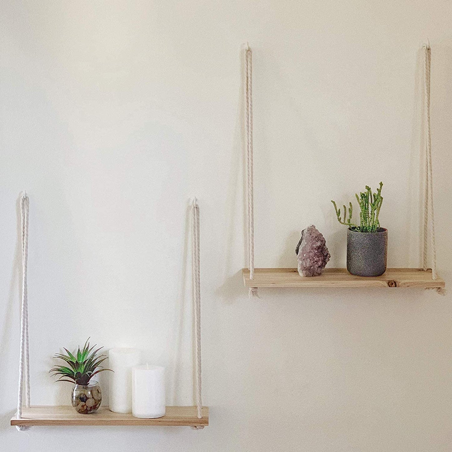 Wooden Rope Swing Wall Hanging Shelf